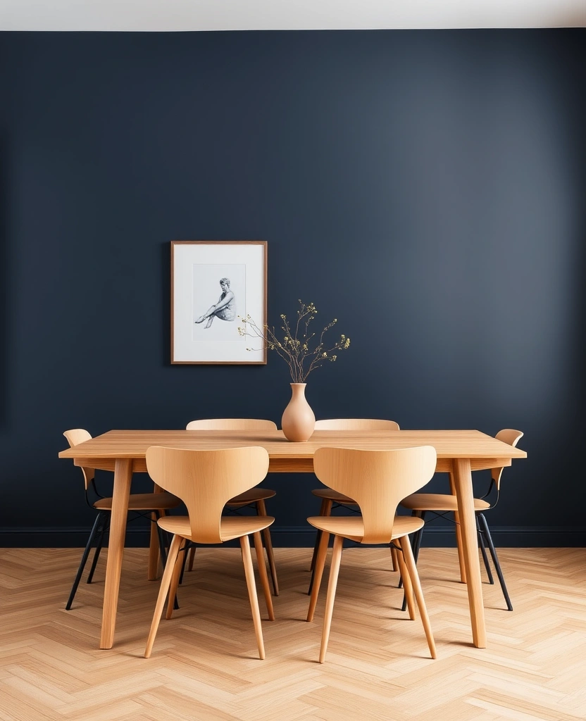 Elevate Your Dining Room: 30 Designer Tricks for Using Deep Navy in a Spacious Layout! - 24. Embrace Minimalism with Deep Navy