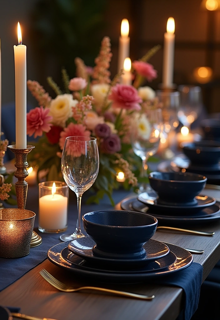 Elevate Your Dining Room: 30 Designer Tricks for Using Deep Navy in a Spacious Layout! - 6. Navy-Inspired Table Settings