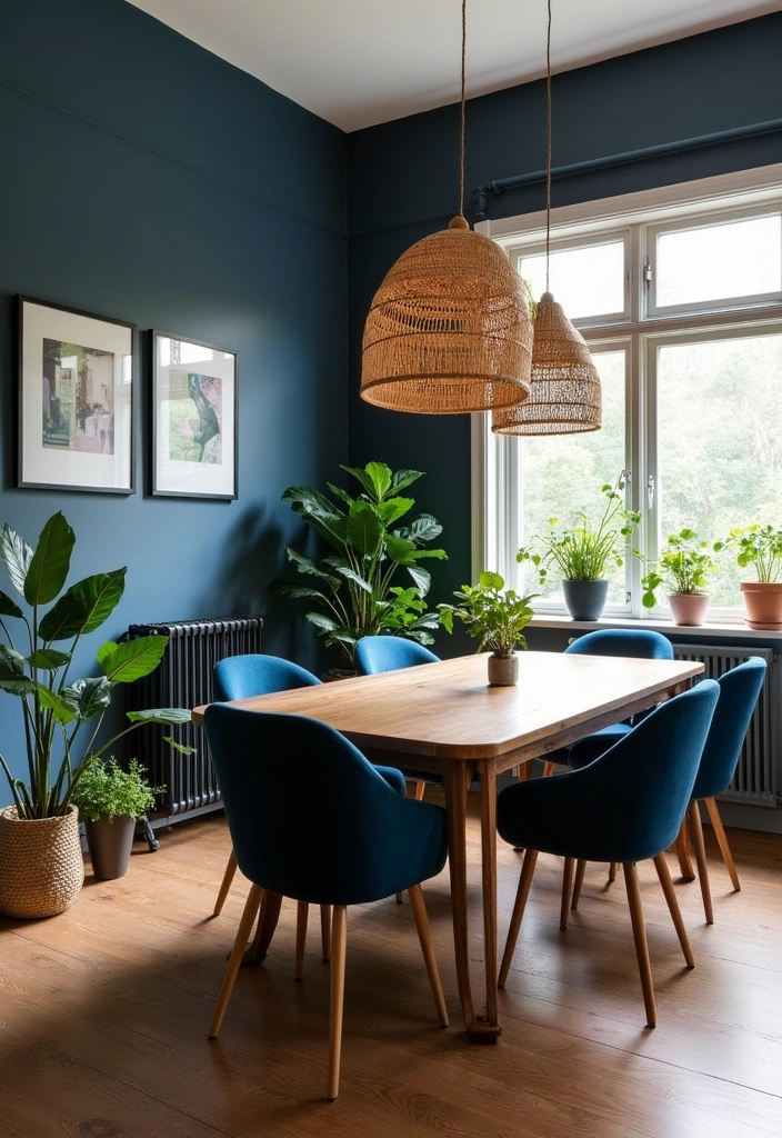 Elevate Your Dining Room: 30 Designer Tricks for Using Deep Navy in a Spacious Layout! - 7. Incorporating Natural Elements