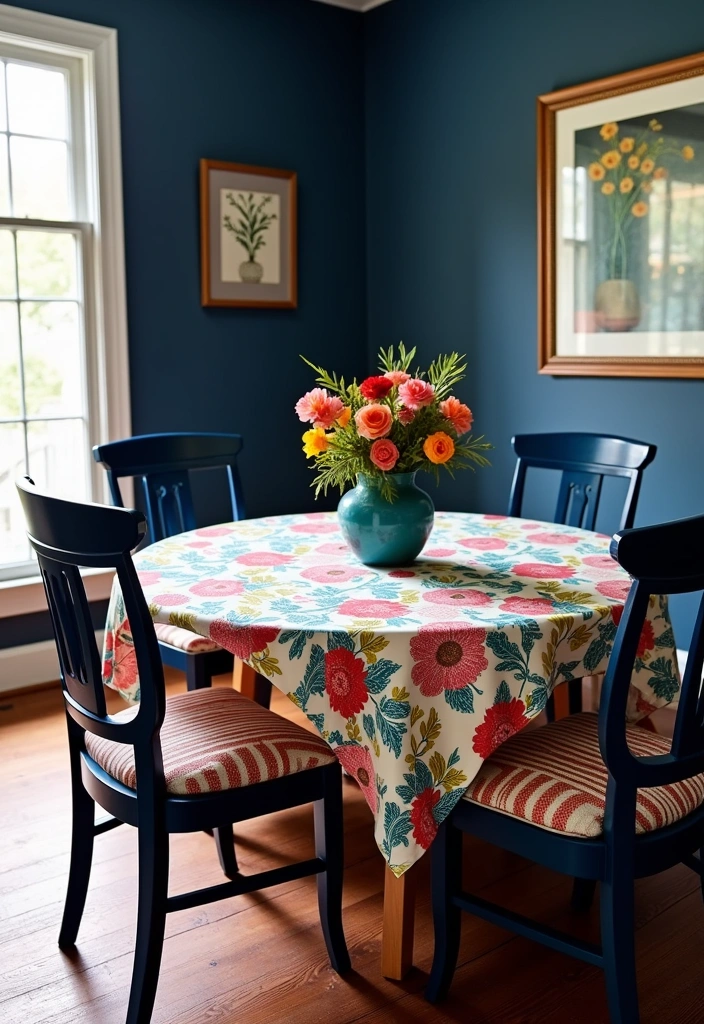 Elevate Your Dining Room: 30 Designer Tricks for Using Deep Navy in a Spacious Layout! - 8. Playing with Patterns