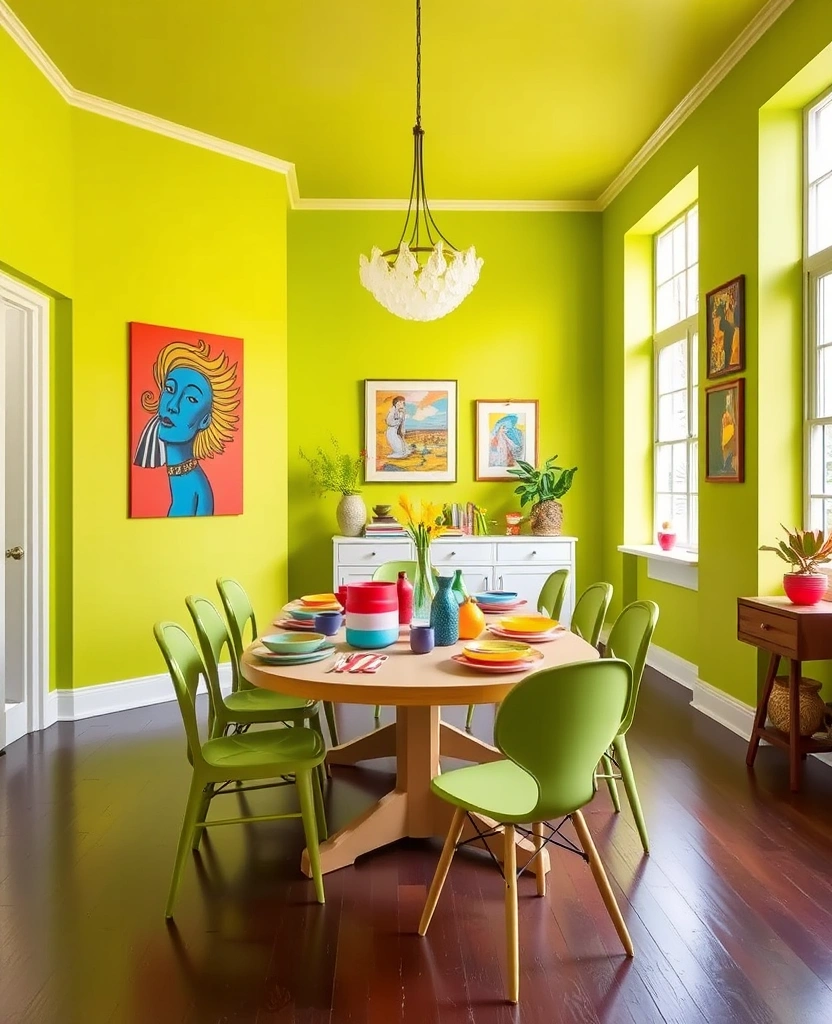 Embrace Comfort: 30 Warm Green Paint Picks for a Cozy Home in 2025! - 20. Chartreuse Glow: Vibrant and Energetic