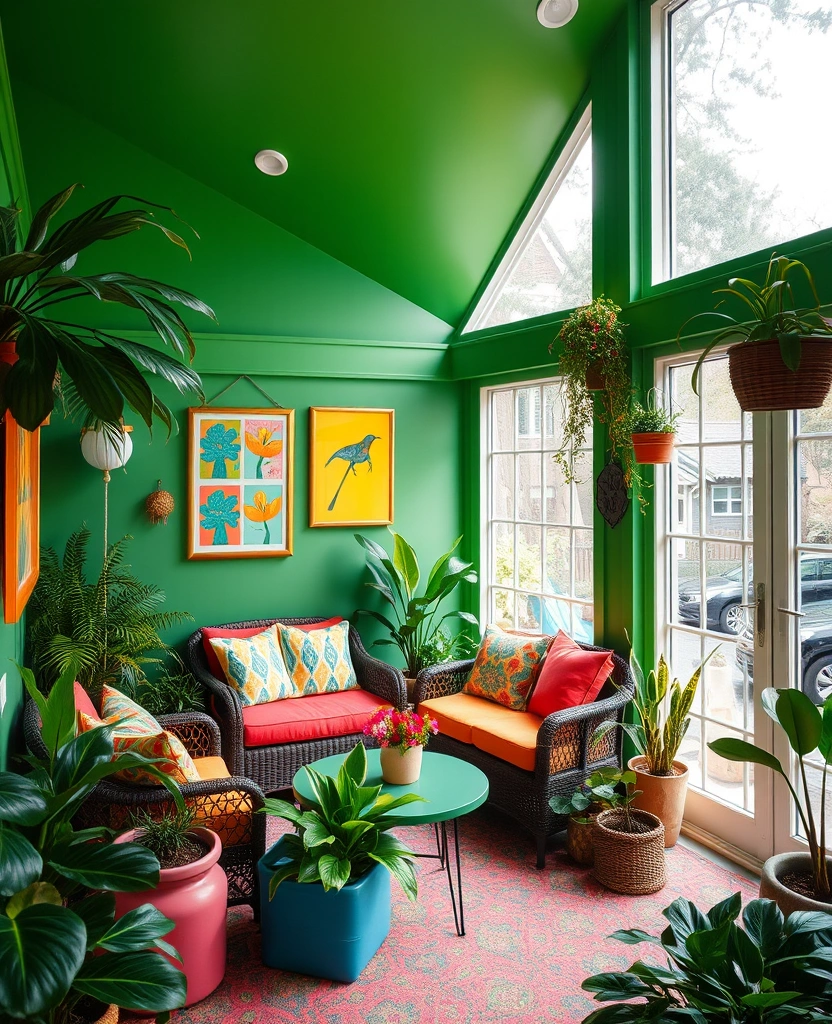 Embrace Comfort: 30 Warm Green Paint Picks for a Cozy Home in 2025! - 27. Jungle Oasis: Bold and Vibrant