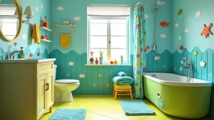 Fun and Colorful Bathroom Ideas for Kids: 21 Bright Green and Blue with Whimsical Fixtures!