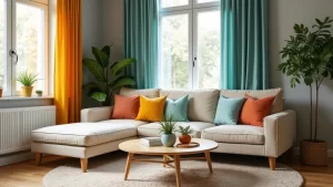 How to Add a Pop of Color to a Neutral Living Room with Curtains!