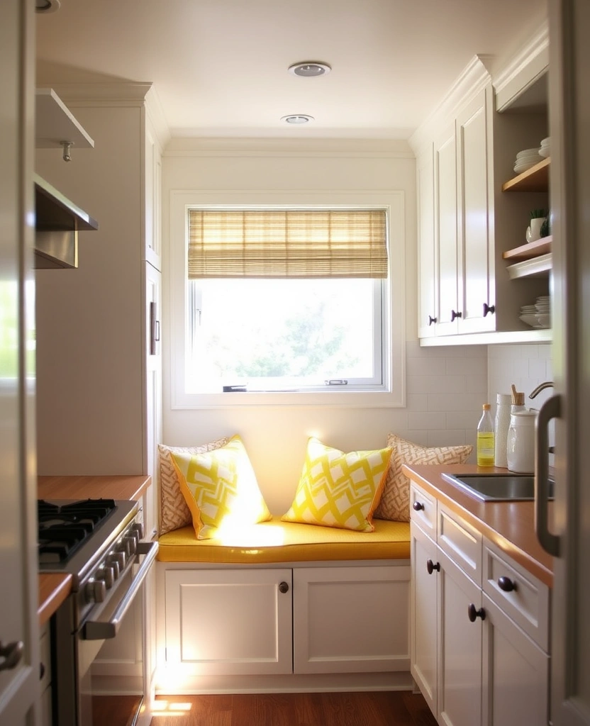 Maximize Style: 45 Tips How to Decorate a Compact Kitchen with Bright Yellow Accents! - 45. Yellow Accent Pillows