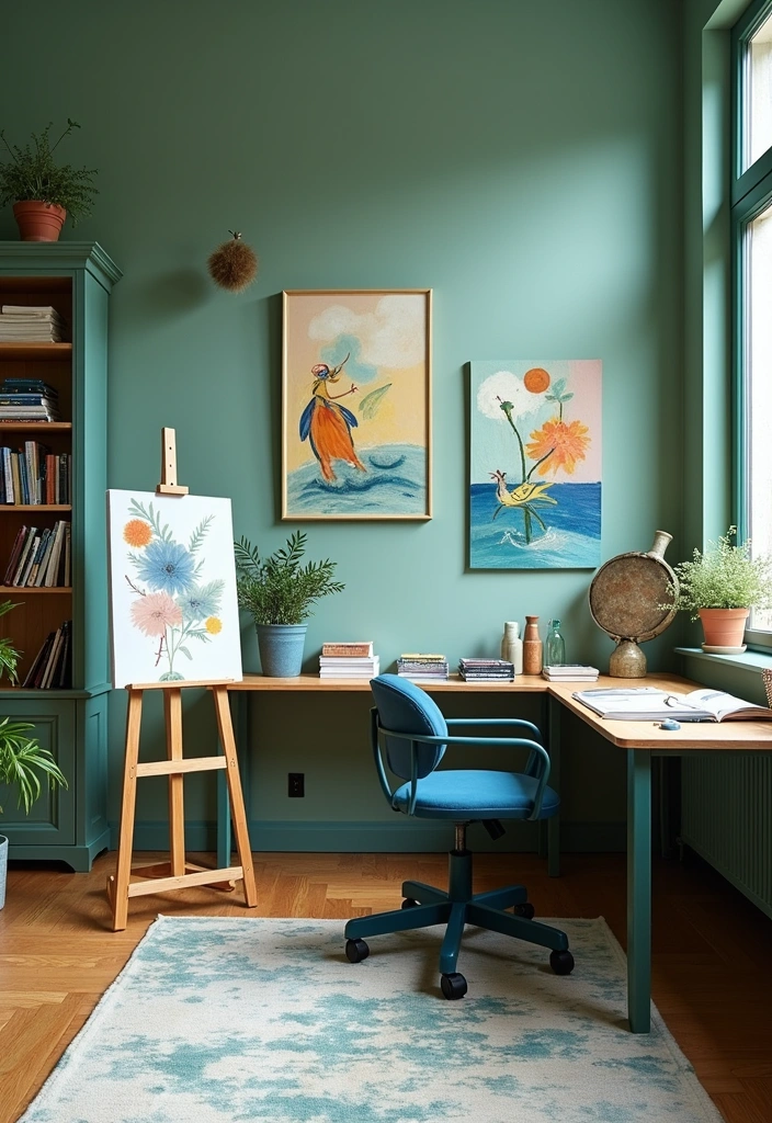 Navy and Sage Green: 21 Creative Ideas for Perfect Color Pairing in Every Room for 2025 - 12. Artsy Studio Space
