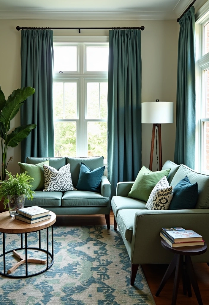 Navy and Sage Green: 21 Creative Ideas for Perfect Color Pairing in Every Room for 2025 - 17. Playful Patterns in Textiles