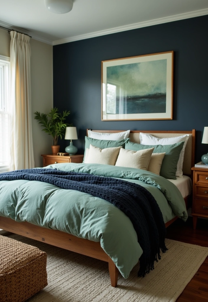 Navy and Sage Green: 21 Creative Ideas for Perfect Color Pairing in Every Room for 2025 - 3. A Cozy Bedroom Retreat