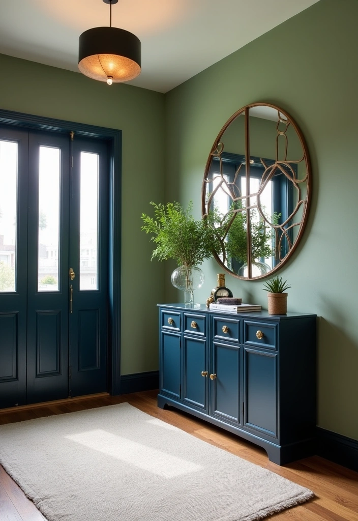 Navy and Sage Green: 21 Creative Ideas for Perfect Color Pairing in Every Room for 2025 - 7. Chic Entryway