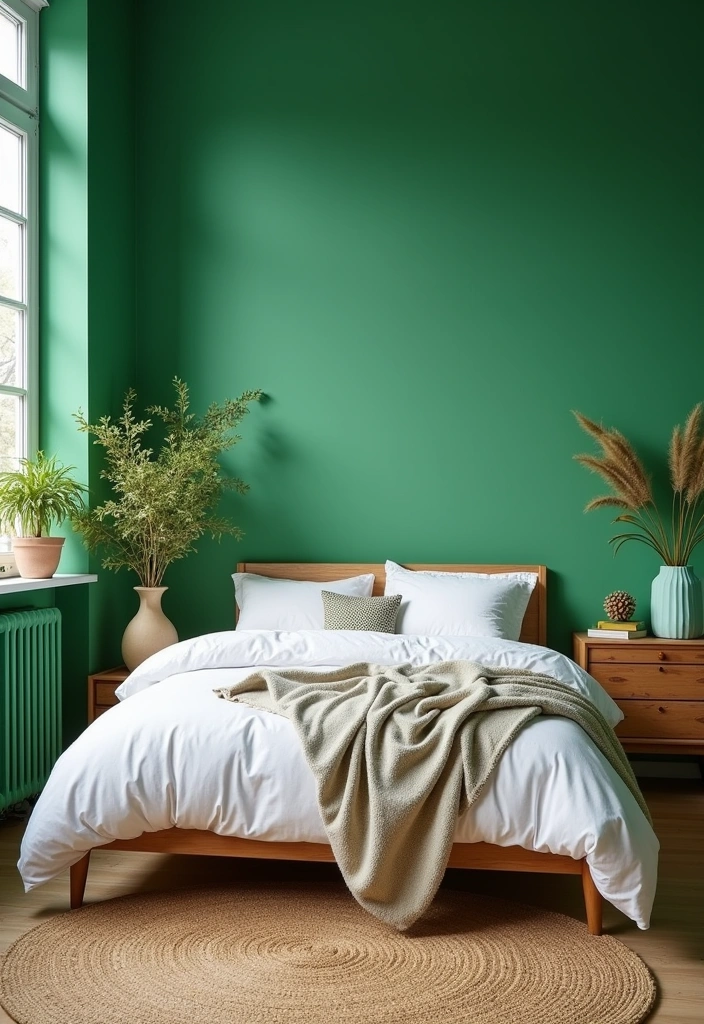 Transform Your Space: 19 Luxe Green Bedroom Paint Ideas with Stylish Furniture and Accents! - 11. Lush Fern Green
