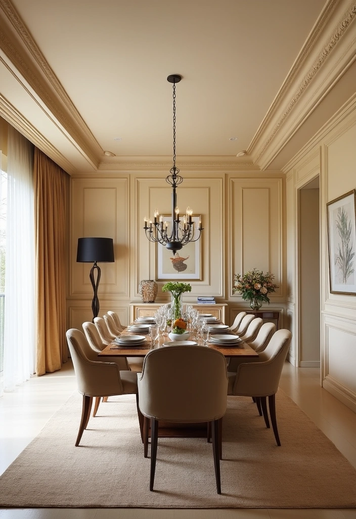 21 Elegant Paintable Wall Trim Ideas for Large Dining Rooms: Use Warm Beige and Cream! - 17. Textured Plaster Trim