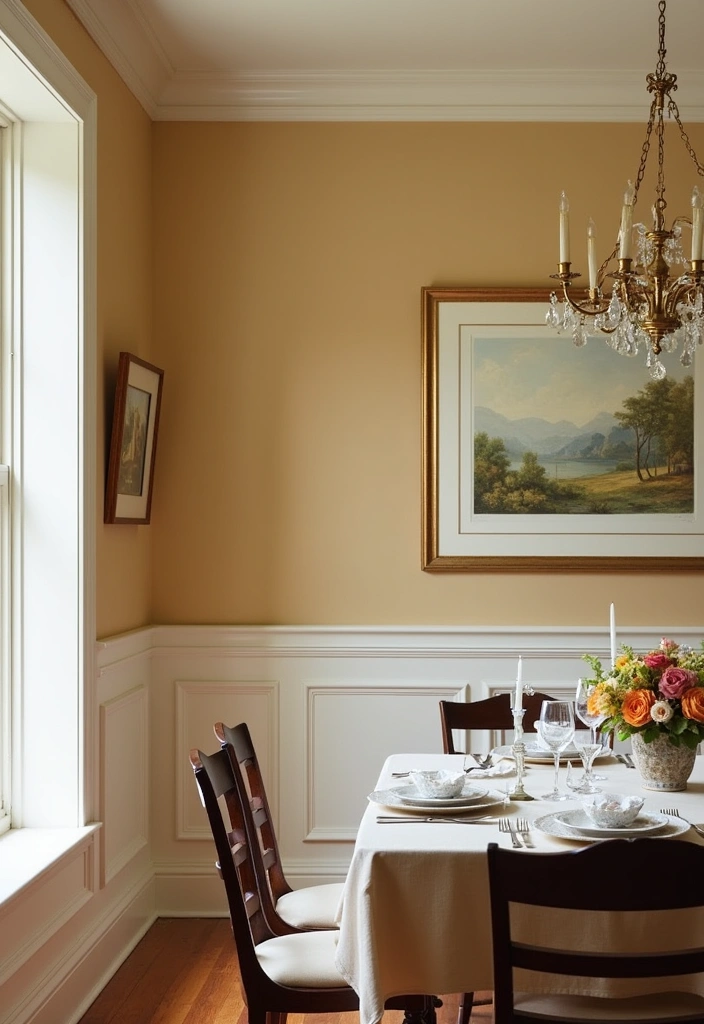 21 Elegant Paintable Wall Trim Ideas for Large Dining Rooms: Use Warm Beige and Cream! - 3. Decorative Chair Rails