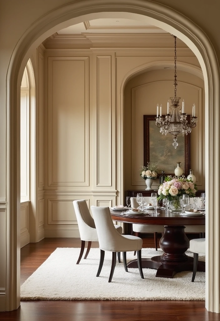 21 Elegant Paintable Wall Trim Ideas for Large Dining Rooms: Use Warm Beige and Cream! - 4. Bold Baseboards