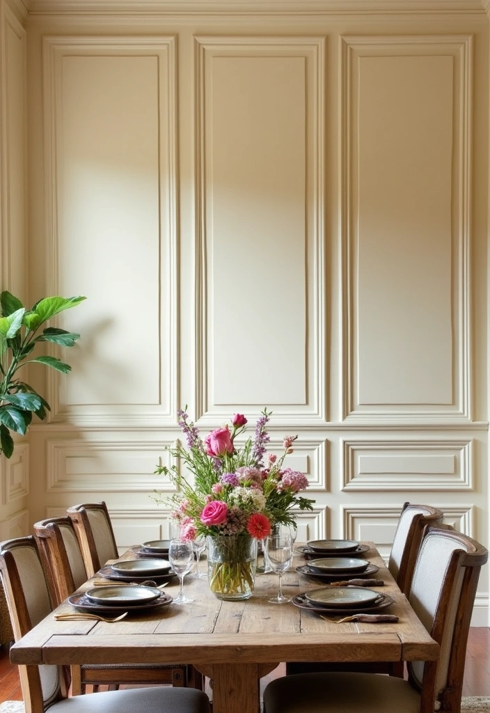 21 Elegant Paintable Wall Trim Ideas for Large Dining Rooms: Use Warm Beige and Cream! - 5. Elegant Picture Frame Molding