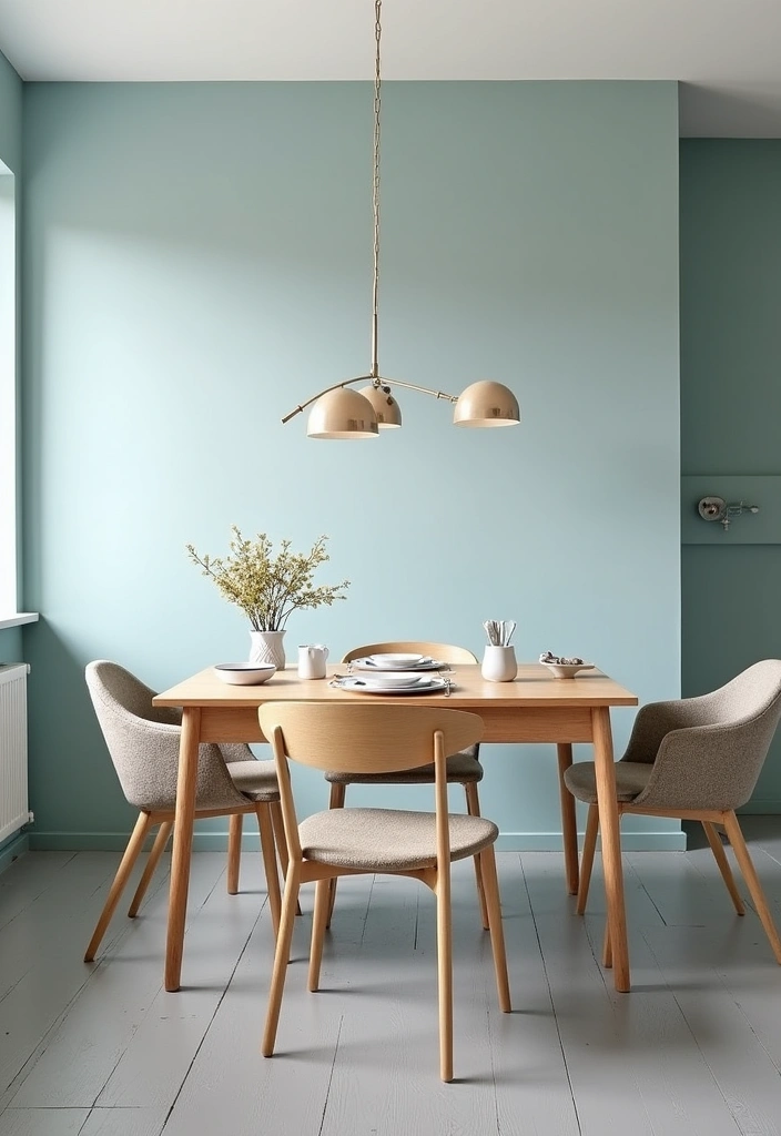 Transform Your Dining Room: 21 Gorgeous Wall Colors That Complement Gray Floors! - 13. Dusty Blue: Soft and Inviting