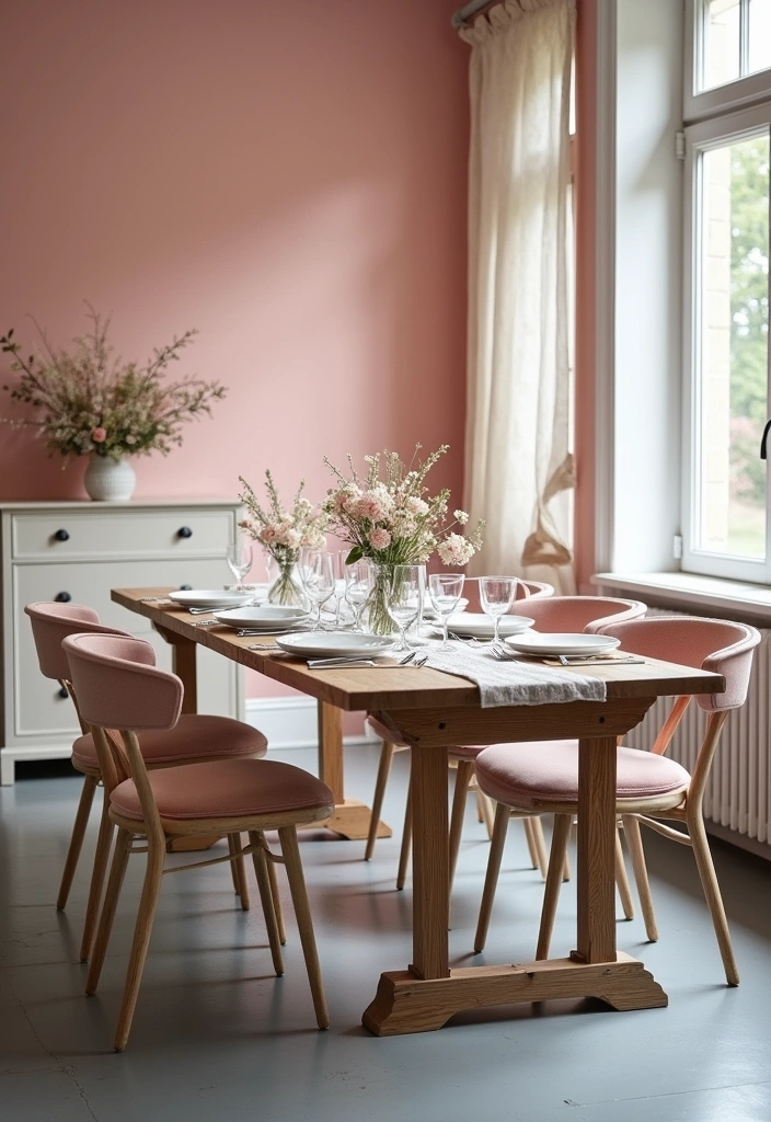 Transform Your Dining Room: 21 Gorgeous Wall Colors That Complement Gray Floors! - 3. Soft Blush Pink: A Touch of Romance