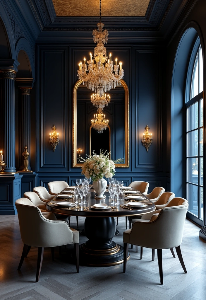 Transform Your Dining Room: 21 Gorgeous Wall Colors That Complement Gray Floors! - 4. Rich Navy Blue: A Statement of Luxury