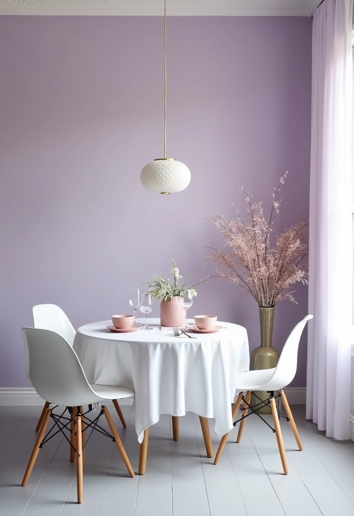 Transform Your Dining Room: 21 Gorgeous Wall Colors That Complement Gray Floors! - 8. Soft Lavender: A Subtle Touch of Color