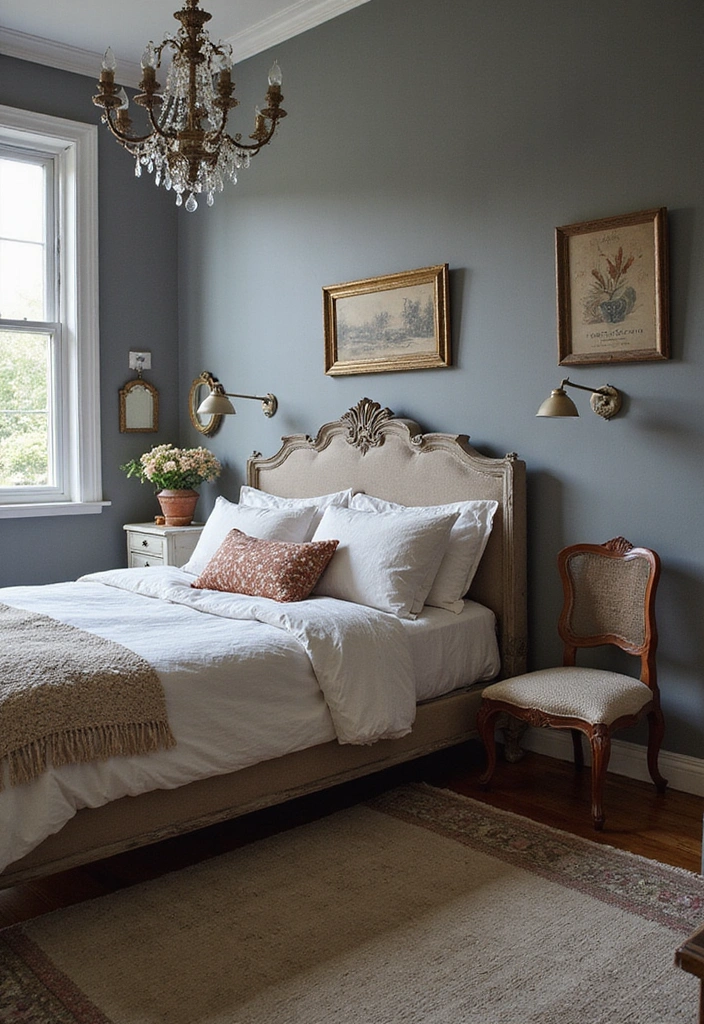 15 Sophisticated Grey Bedroom Ideas for Men: Stylish Solutions for Compact Spaces! - 13. Vintage Grey Charm