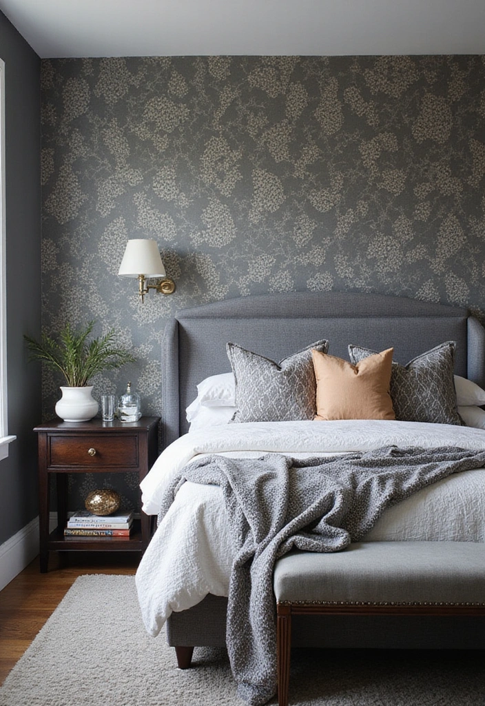 15 Sophisticated Grey Bedroom Ideas for Men: Stylish Solutions for Compact Spaces! - 14. Bold Grey Patterns