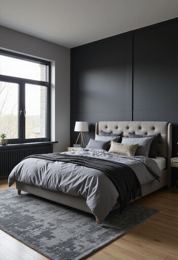 15 Sophisticated Grey Bedroom Ideas for Men: Stylish Solutions for Compact Spaces! - 3. Modern Monochrome Elegance