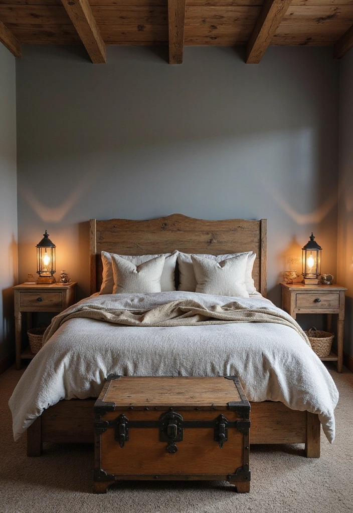 15 Sophisticated Grey Bedroom Ideas for Men: Stylish Solutions for Compact Spaces! - 5. Rustic Grey Retreat