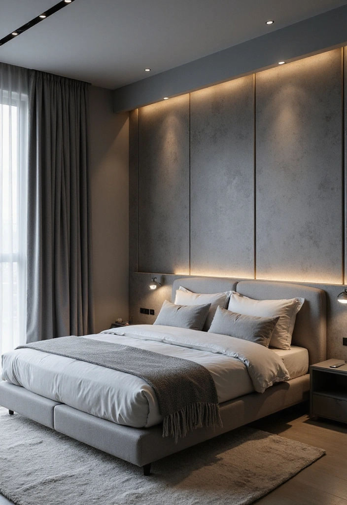 15 Sophisticated Grey Bedroom Ideas for Men: Stylish Solutions for Compact Spaces! - 7. Textured Grey Walls