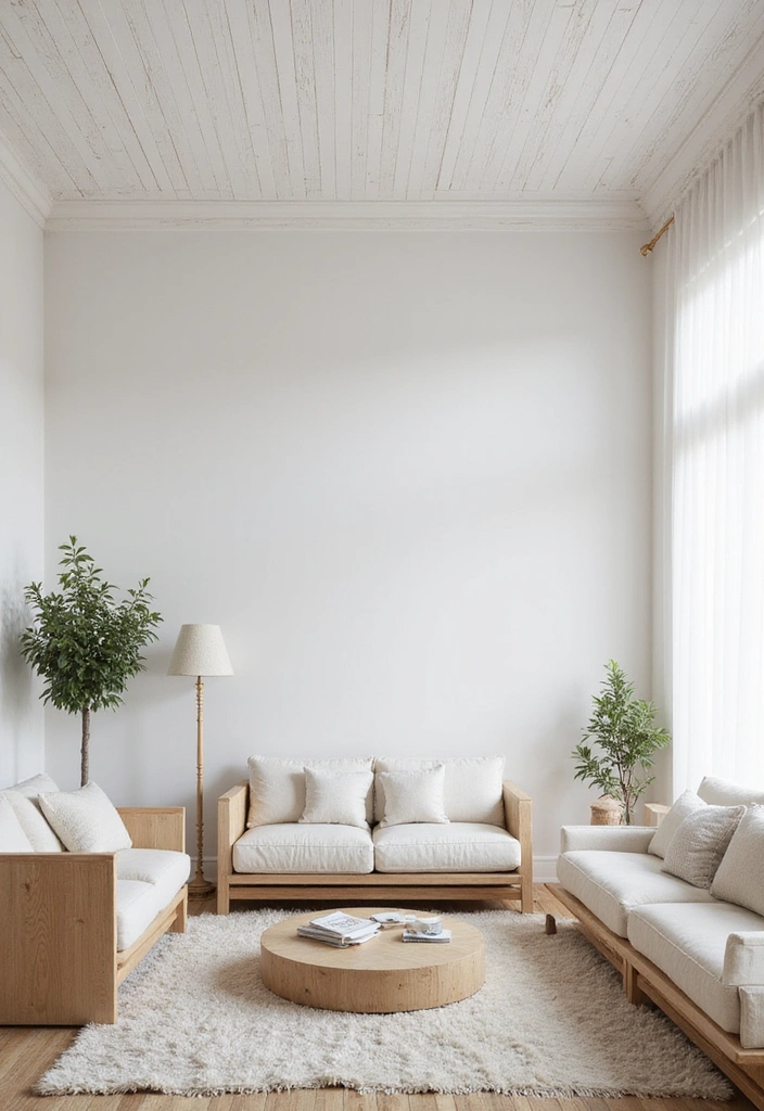 19 Coastal-Inspired Painted Wood Ceiling Ideas for a Relaxing Vibe! - 18. Minimalist White