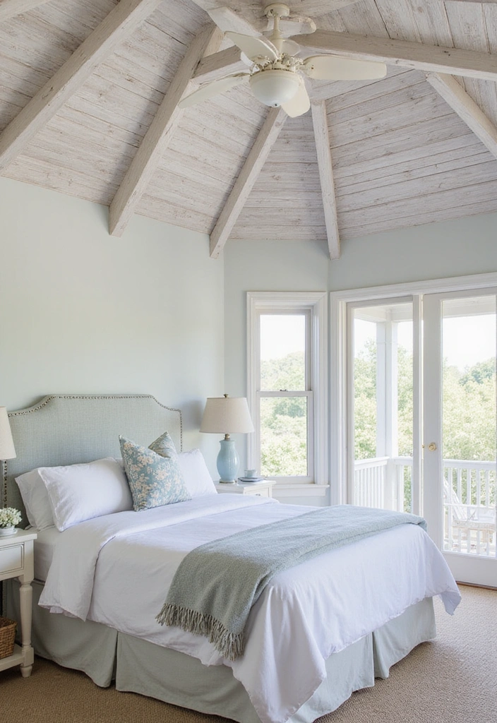 19 Coastal-Inspired Painted Wood Ceiling Ideas for a Relaxing Vibe! - 8. Weathered Whitewash