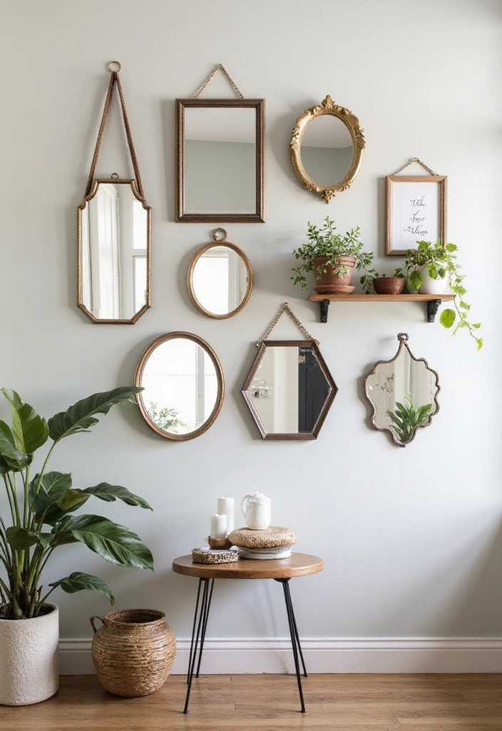20 Creative Ways to Decorate Your Living Room with a Large Mirror for Maximum Impact! - 18. Incorporate a Mirror Gallery