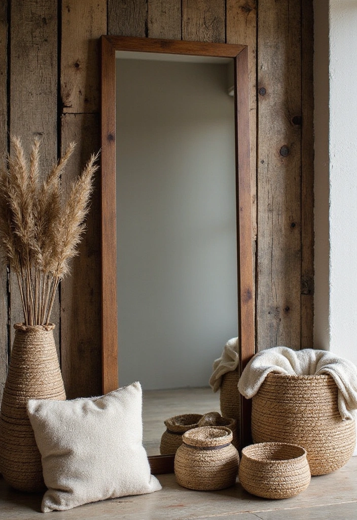 20 Creative Ways to Decorate Your Living Room with a Large Mirror for Maximum Impact! - 19. Use Mirrors to Highlight Textures