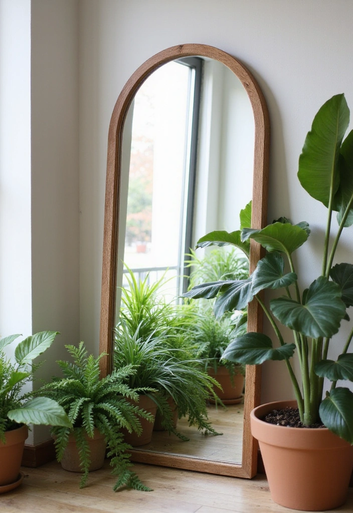 20 Creative Ways to Decorate Your Living Room with a Large Mirror for Maximum Impact! - 3. Embrace Nature