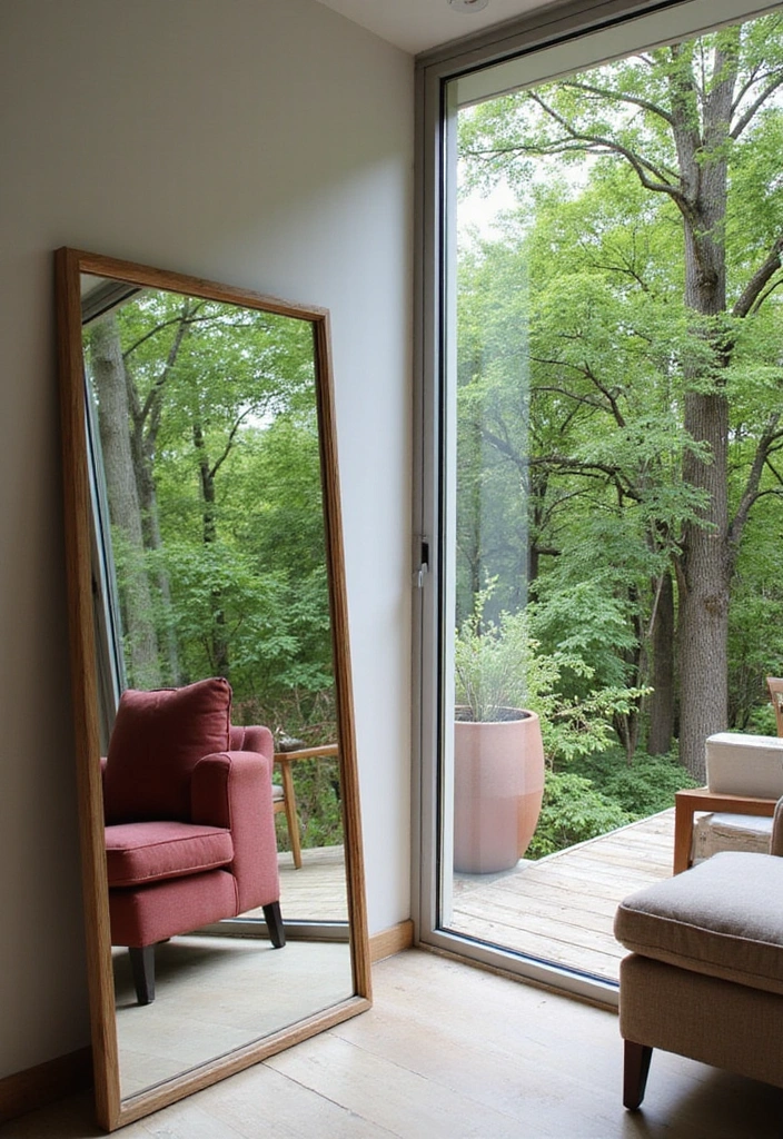 20 Creative Ways to Decorate Your Living Room with a Large Mirror for Maximum Impact! - 8. Frame the View