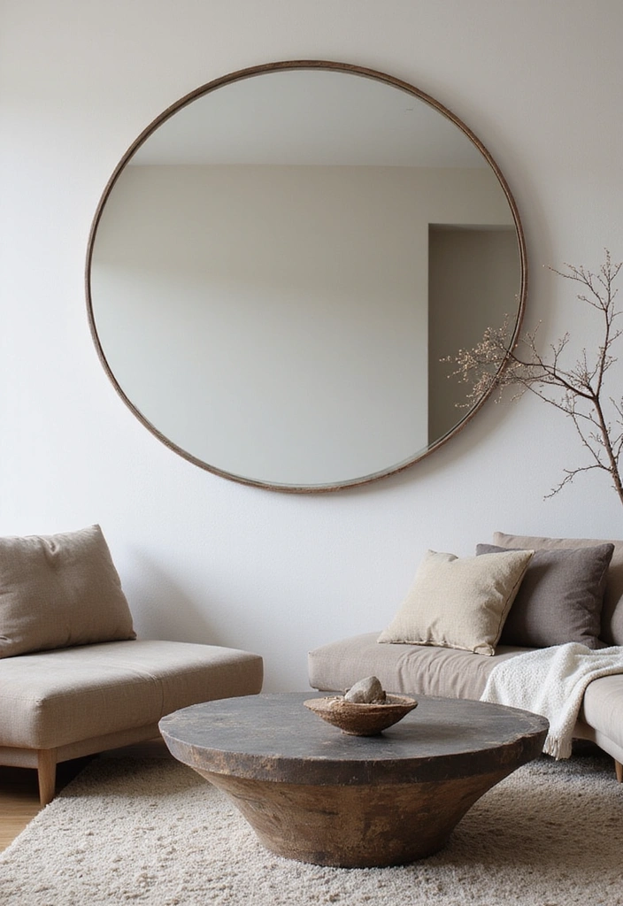 20 Creative Ways to Decorate Your Living Room with a Large Mirror for Maximum Impact! - 9. Play with Shapes