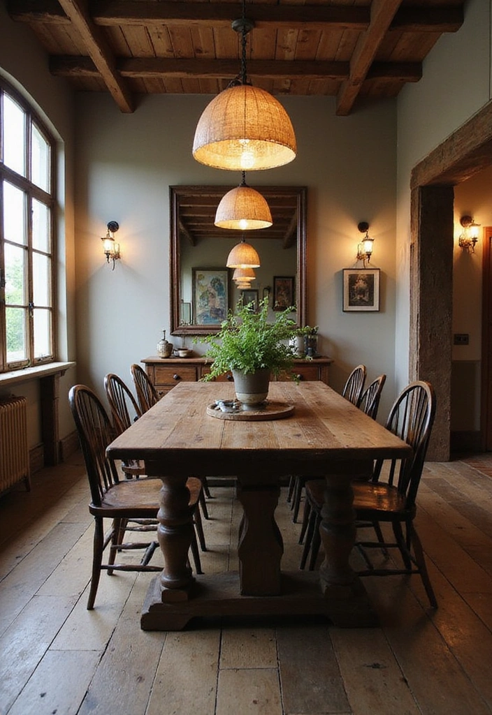 20 Elegant Dark Brown Dining Room Inspirations Featuring Rustic Wooden Tables and Warm Lighting! - 1. Cozy Farmhouse Vibes