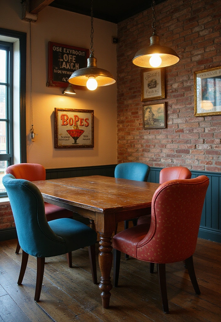 20 Elegant Dark Brown Dining Room Inspirations Featuring Rustic Wooden Tables and Warm Lighting! - 13. Retro Revival