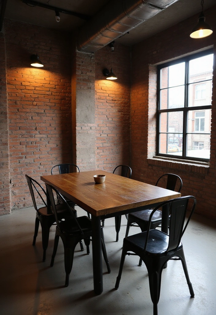 20 Elegant Dark Brown Dining Room Inspirations Featuring Rustic Wooden Tables and Warm Lighting! - 14. Urban Loft Style