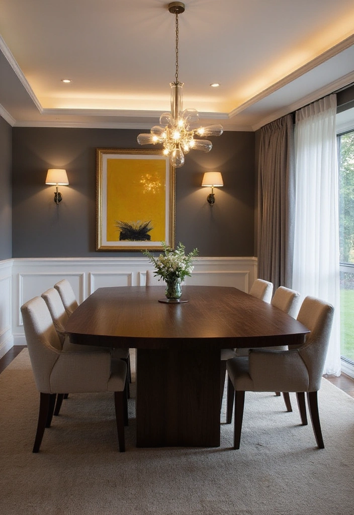 20 Elegant Dark Brown Dining Room Inspirations Featuring Rustic Wooden Tables and Warm Lighting! - 2. Modern Elegance