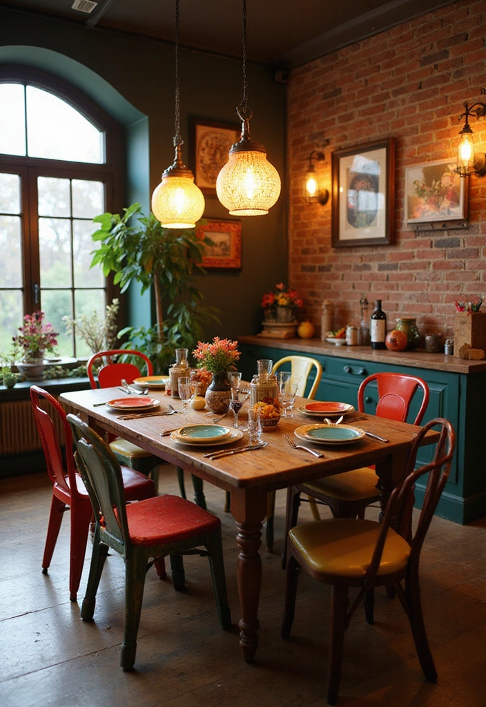 20 Elegant Dark Brown Dining Room Inspirations Featuring Rustic Wooden Tables and Warm Lighting! - 20. Whimsical Wonderland
