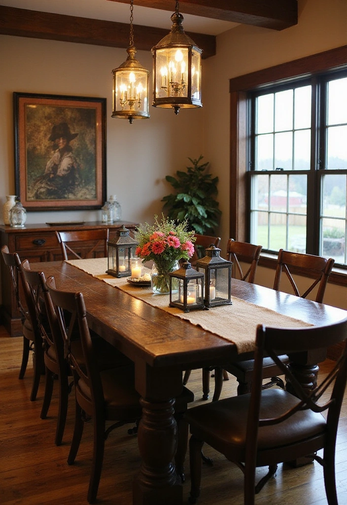 20 Elegant Dark Brown Dining Room Inspirations Featuring Rustic Wooden Tables and Warm Lighting! - 3. Rustic Chic