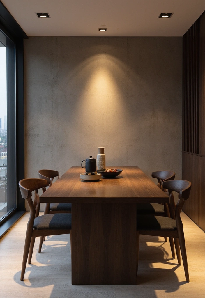 20 Elegant Dark Brown Dining Room Inspirations Featuring Rustic Wooden Tables and Warm Lighting! - 8. Sleek Minimalism