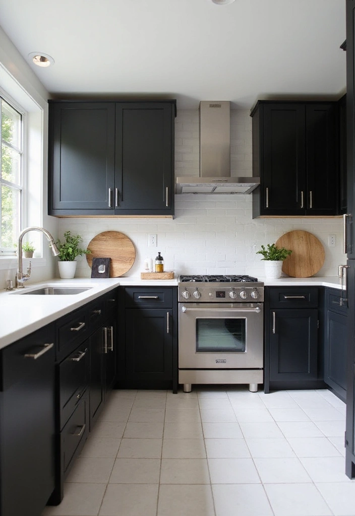 20 Inspiring Black Kitchen Cabinets and White Tile Floors with Sleek Stainless Steel Appliances - 12. Eco-Friendly Design
