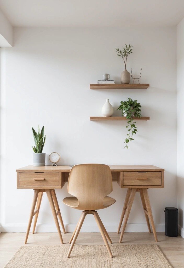 21 Functional and Cozy Bedroom Office Ideas for a Perfect Work-Life Balance! - 1. Minimalist Desk Setup