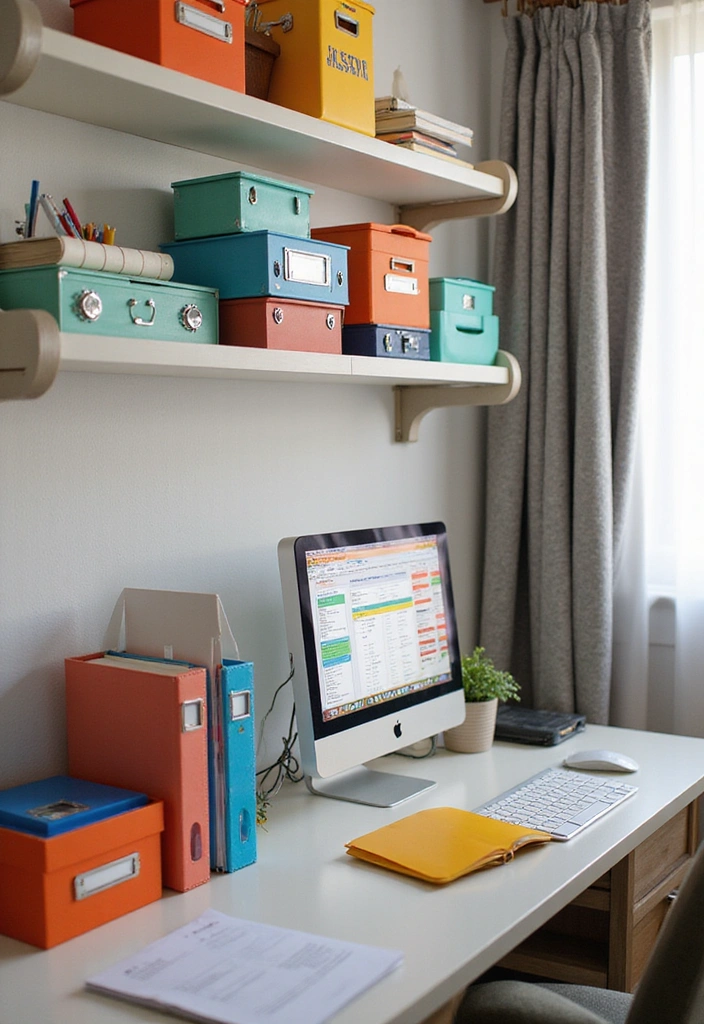 21 Functional and Cozy Bedroom Office Ideas for a Perfect Work-Life Balance! - 10. Color-Coded Organization