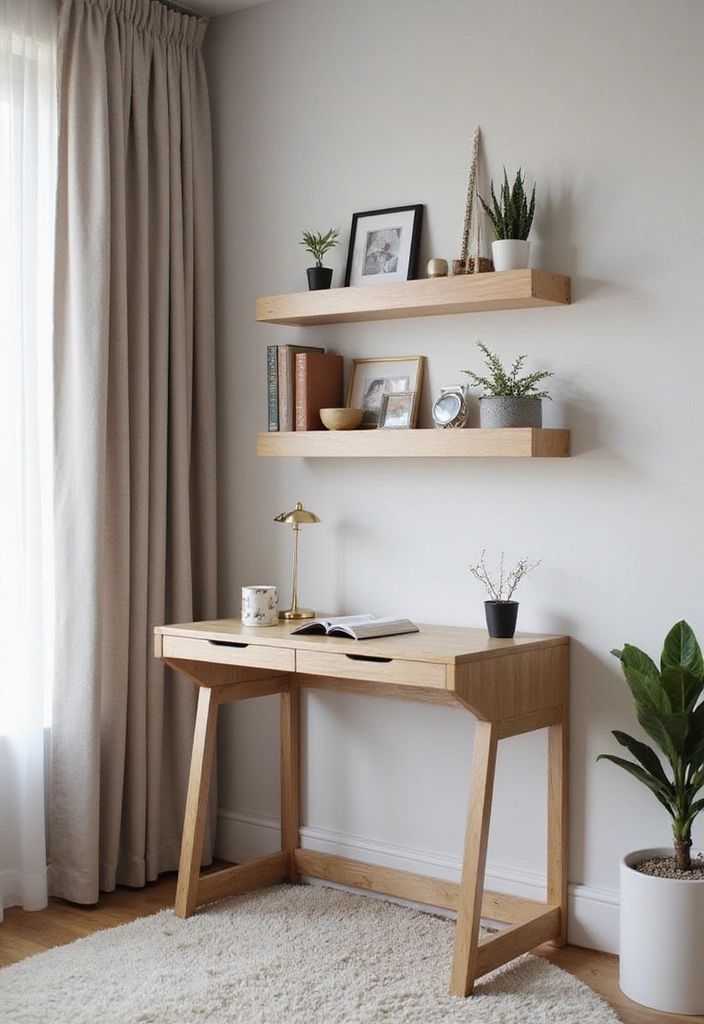 21 Functional and Cozy Bedroom Office Ideas for a Perfect Work-Life Balance! - 15. Wall-mounted Desk