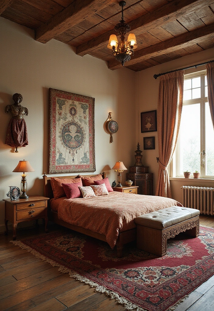 21 Functional and Cozy Bedroom Office Ideas for a Perfect Work-Life Balance! - 19. Cultural Elements in Decor