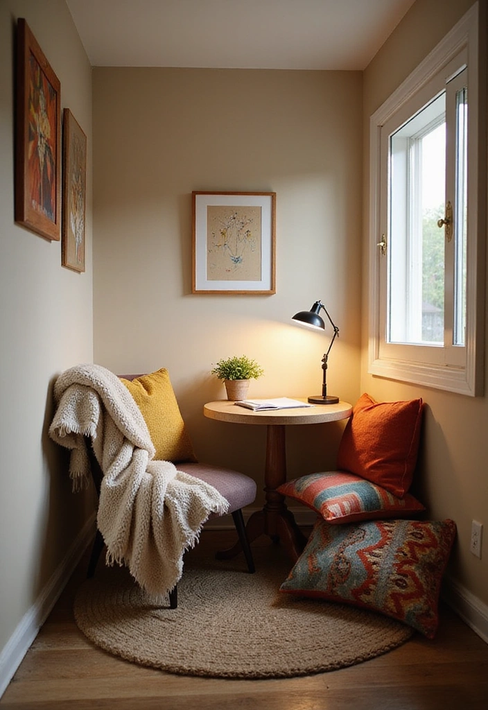 21 Functional and Cozy Bedroom Office Ideas for a Perfect Work-Life Balance! - 2. Cozy Nook with Pillows