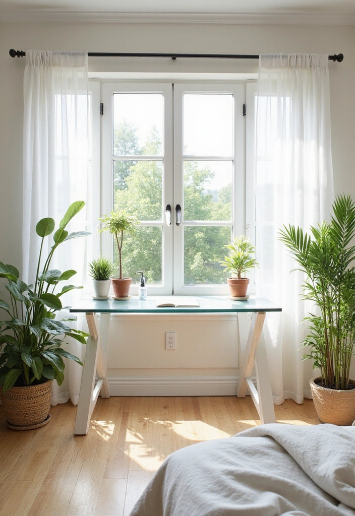 21 Functional and Cozy Bedroom Office Ideas for a Perfect Work-Life Balance! - 3. Bright and Airy Office Space