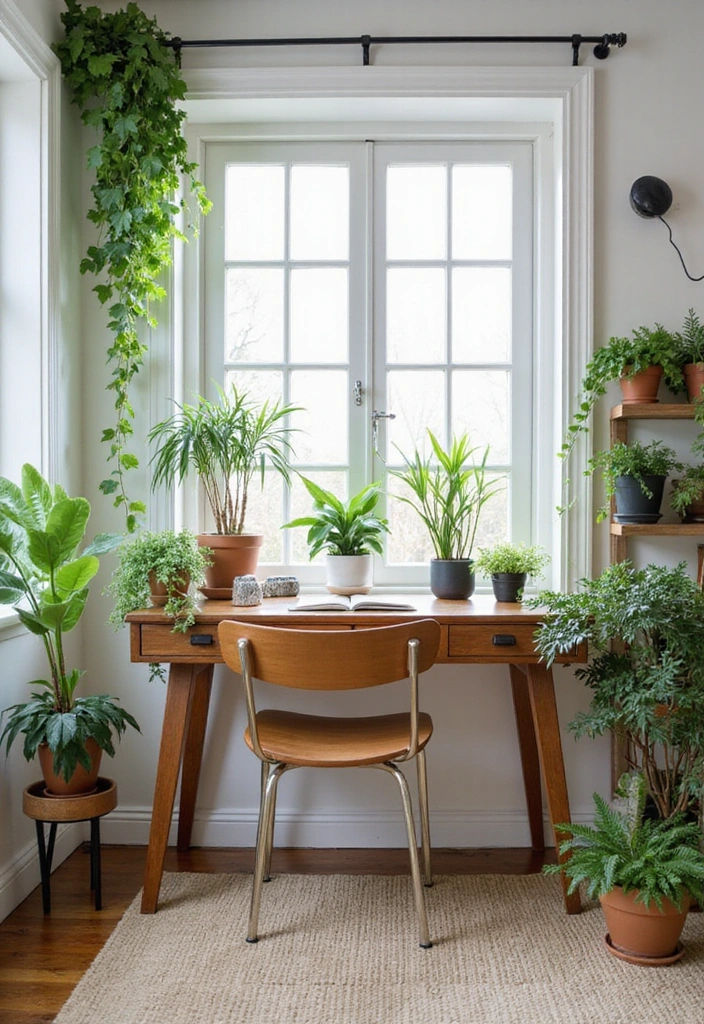 21 Functional and Cozy Bedroom Office Ideas for a Perfect Work-Life Balance! - 8. Integrating Nature with Plants