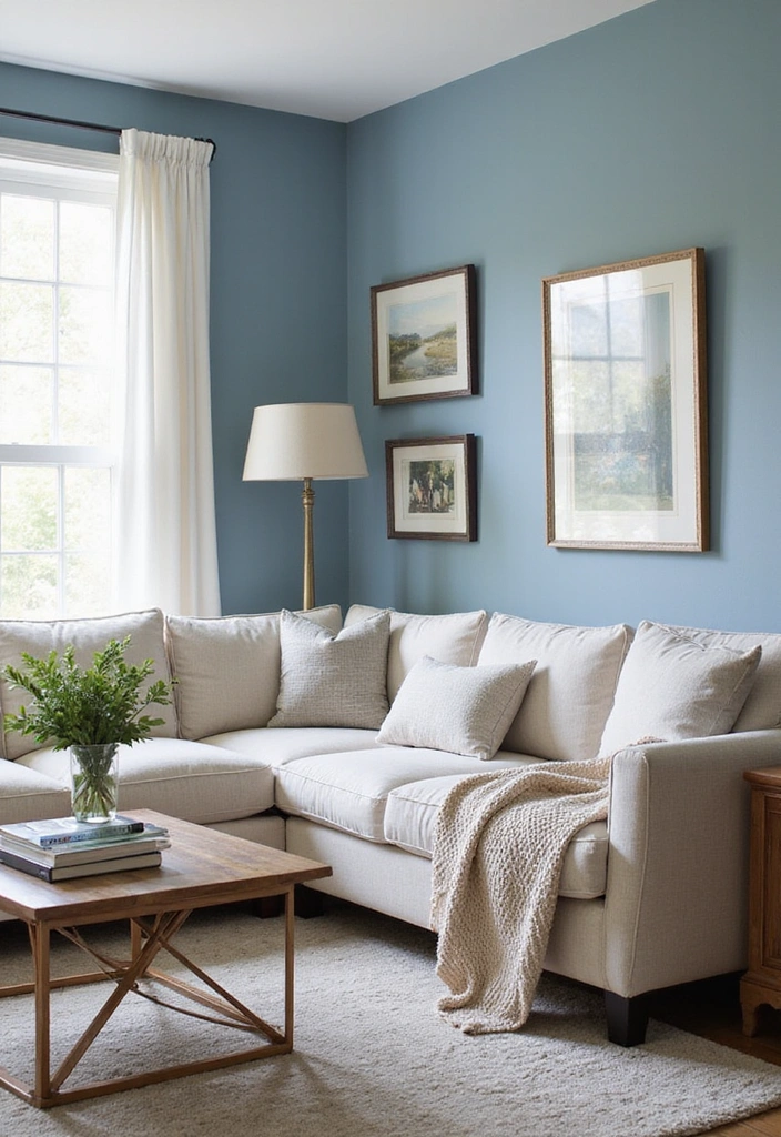 21 Inviting Living Room Ideas with Benjamin Moore Blue Paint Color and Cozy Sectional Sofas! - 14. Sophisticated Neutral